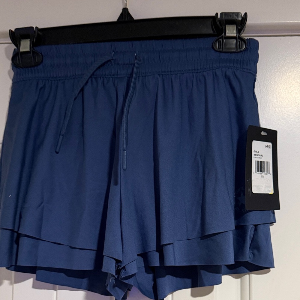 Girl’s Blue Layered Shorts with built in biker shorts